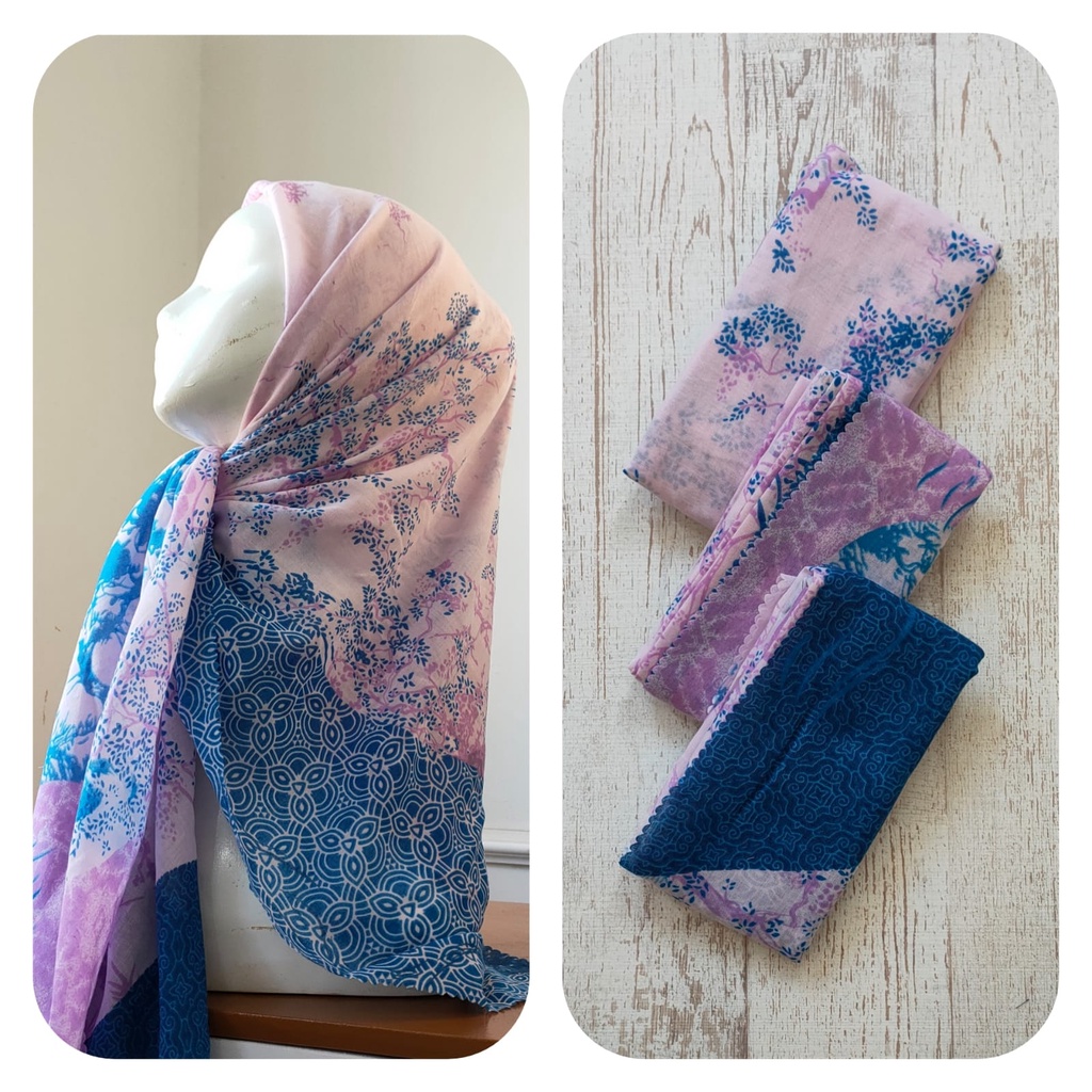 BARU Hijab Segiempat Voal Motif Akar Print