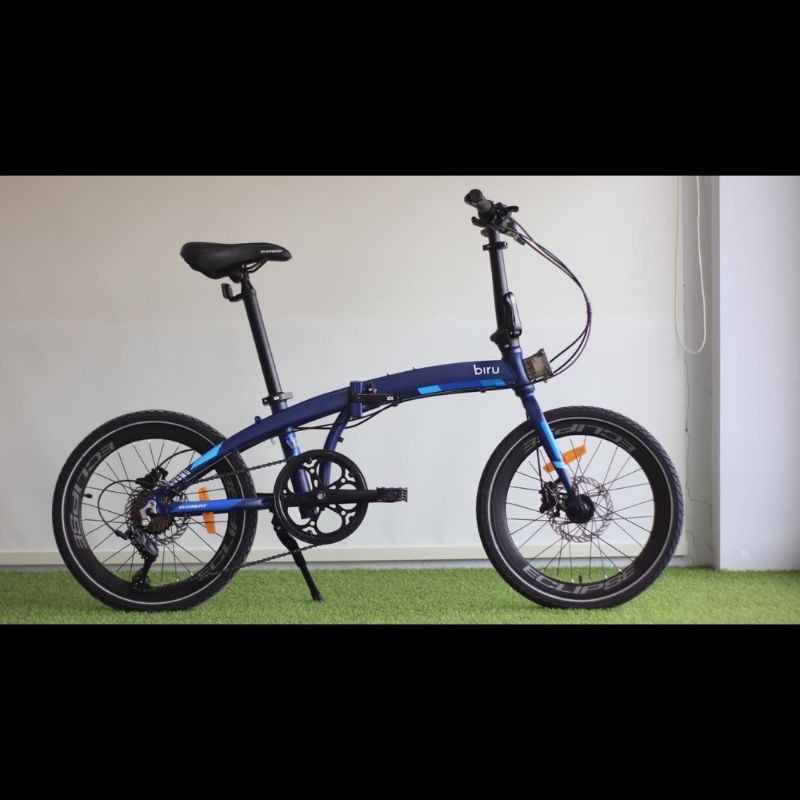 sepeda lipat element ecosmo 8 sensah  biru alloy 20 inch