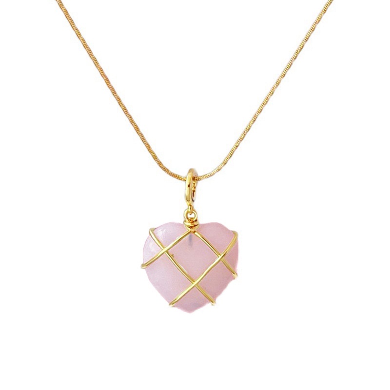 Barbie Kalung Rantai Liontin Batu Opal Rose Quartz Untuk Wanita