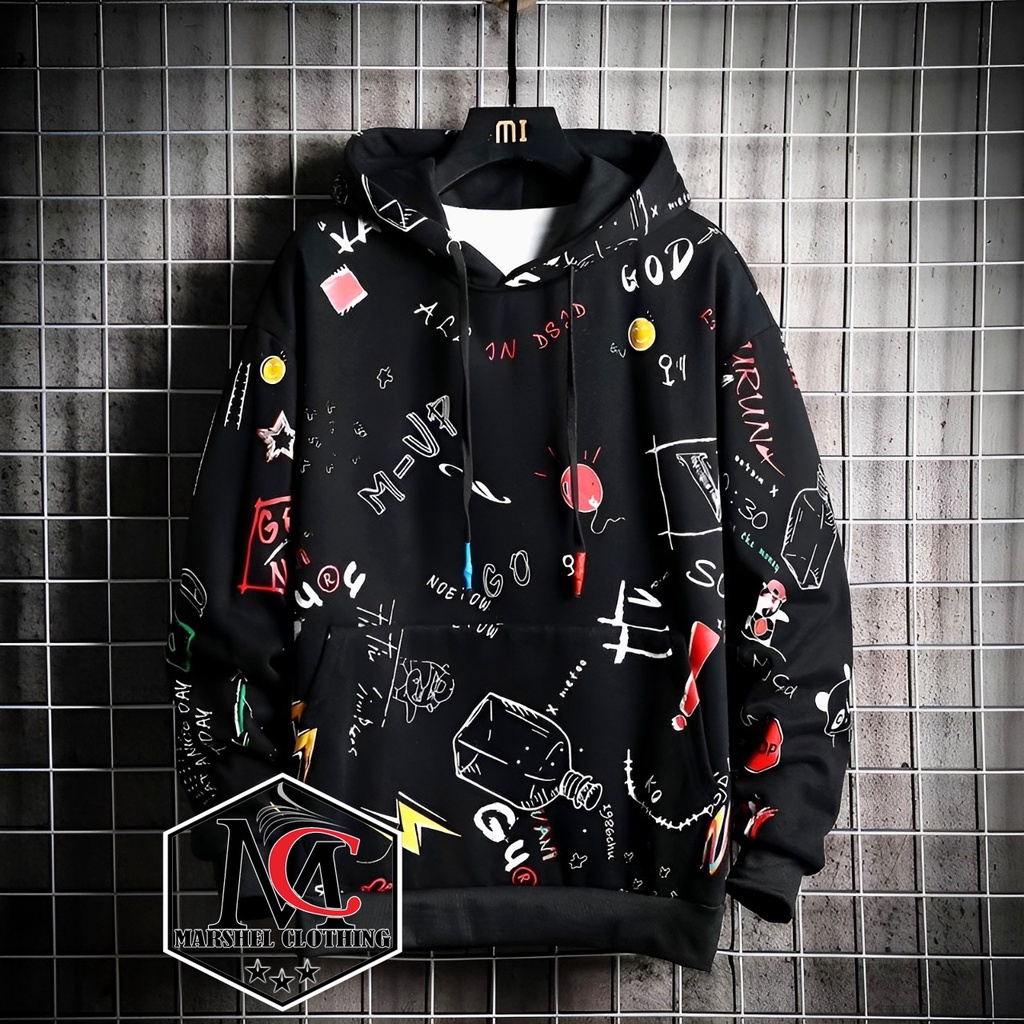 RCL - SWEATER FULL PRINT//SWEATER HITS//SWEATER TRENDY / Graffiti Sweatshirt Pria Hip Hop Harajuku Jepang Streetwear Putih Hoodie Pria Wanita