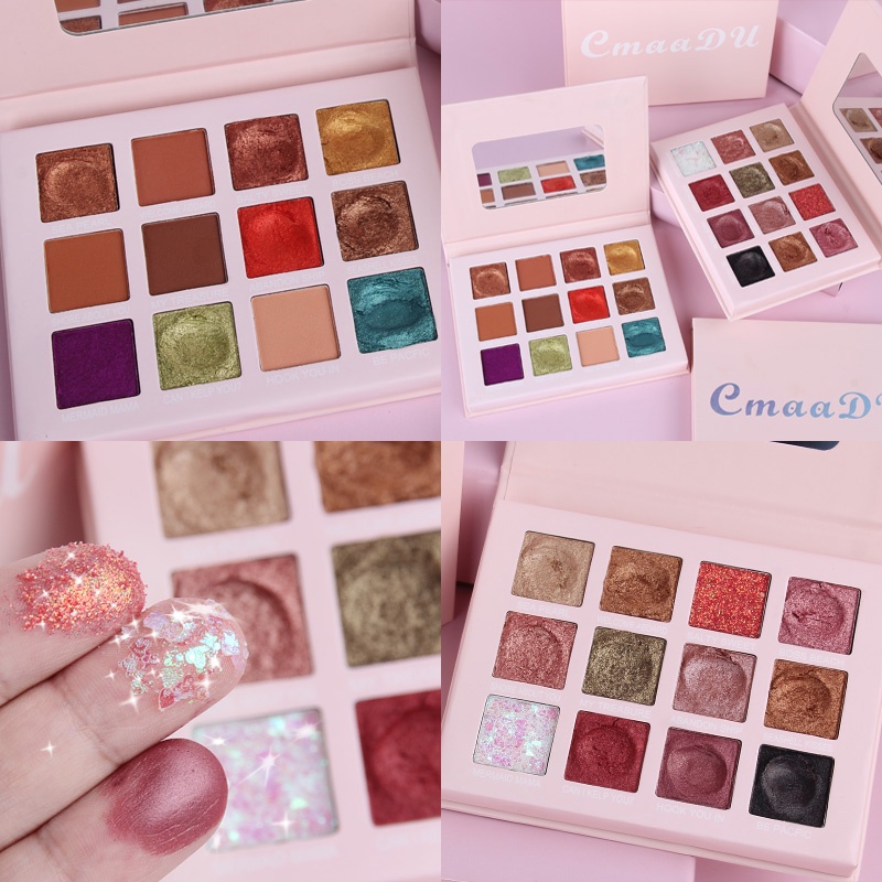 CMAADU EYESHADOW 12 WARNA Eyeshadow Shimmer Palet Eyeshadow