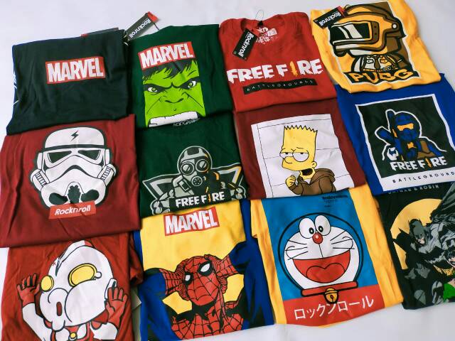 Kaos Anak Superhero Ironman dan Karakter 1 - 7 Tahun