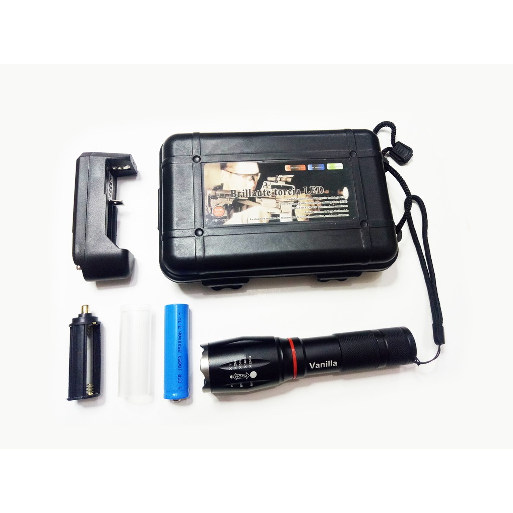 Paket Senter LED 8000 Lumens Zoomable 5 Mode Torch Police Tactical