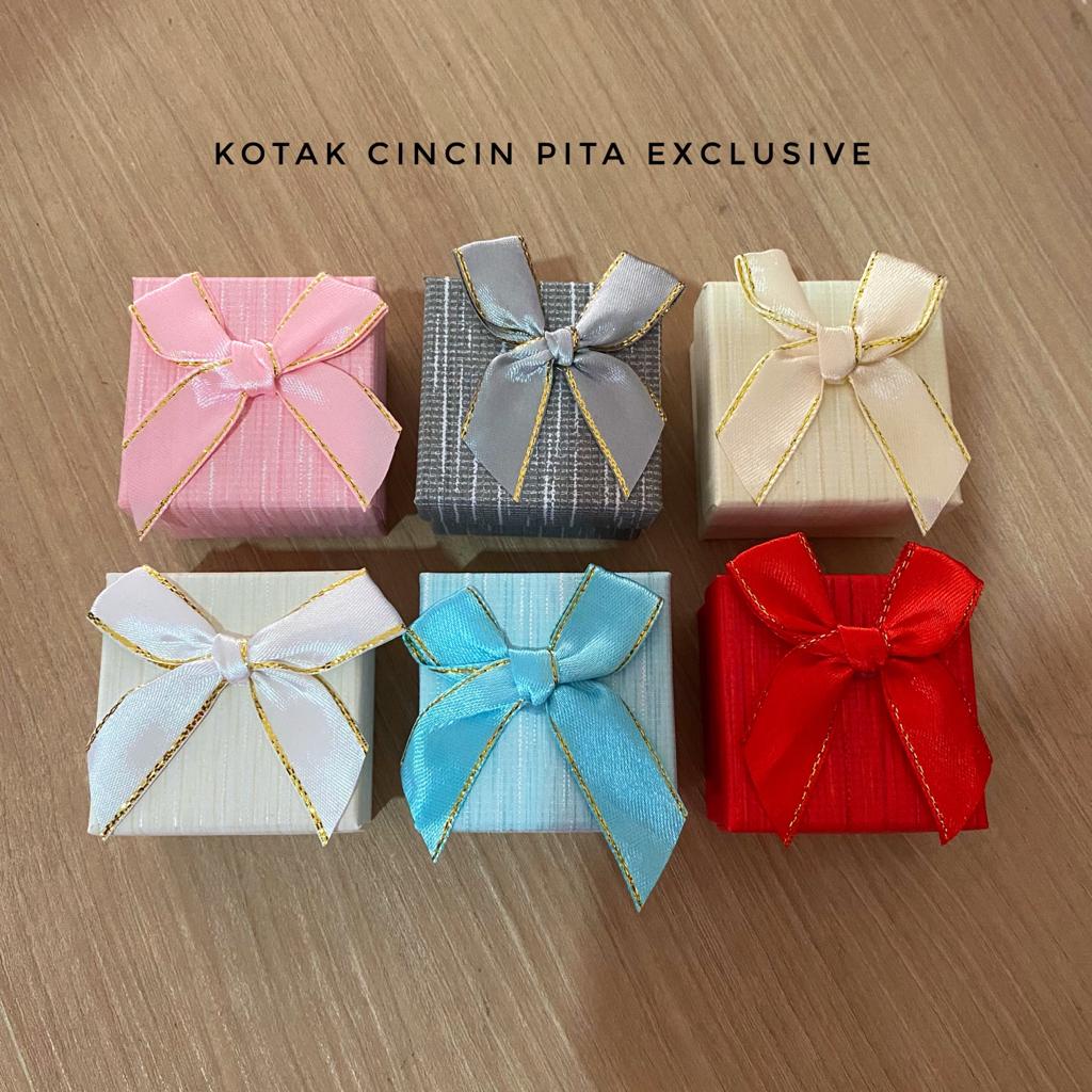 Kotak cincin single motif pita lucu cocok untuk kado hadiah cewek pacar