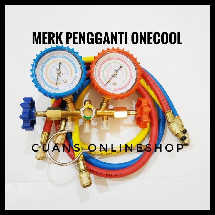 One Cool Brass Manifold Gauge Set Alat Isi Freon Ac Double Manifold