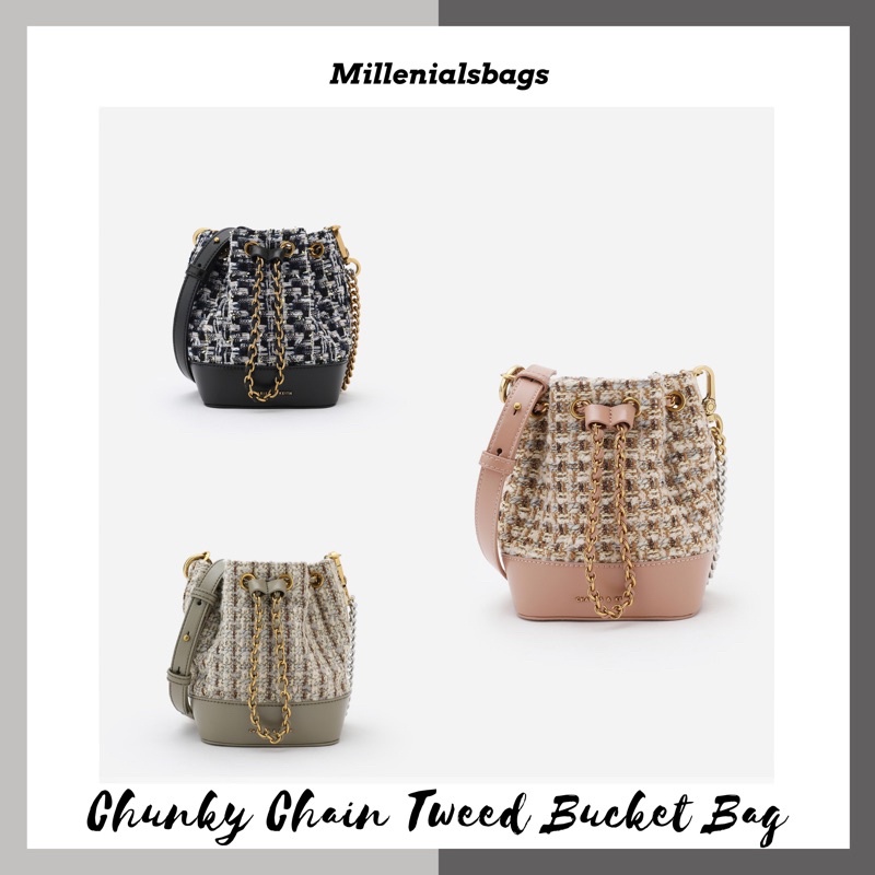 Cnk chunky chain tweed bucket bag