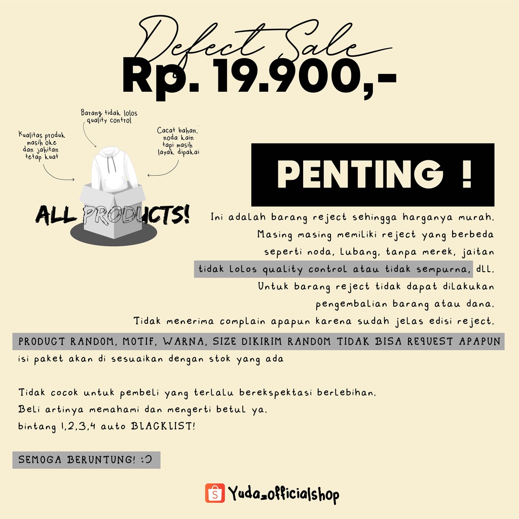YUDAZ Basic Sweater Sablon Feminist M-XXL (Pria & Wanita)-DEFECT RANDOM