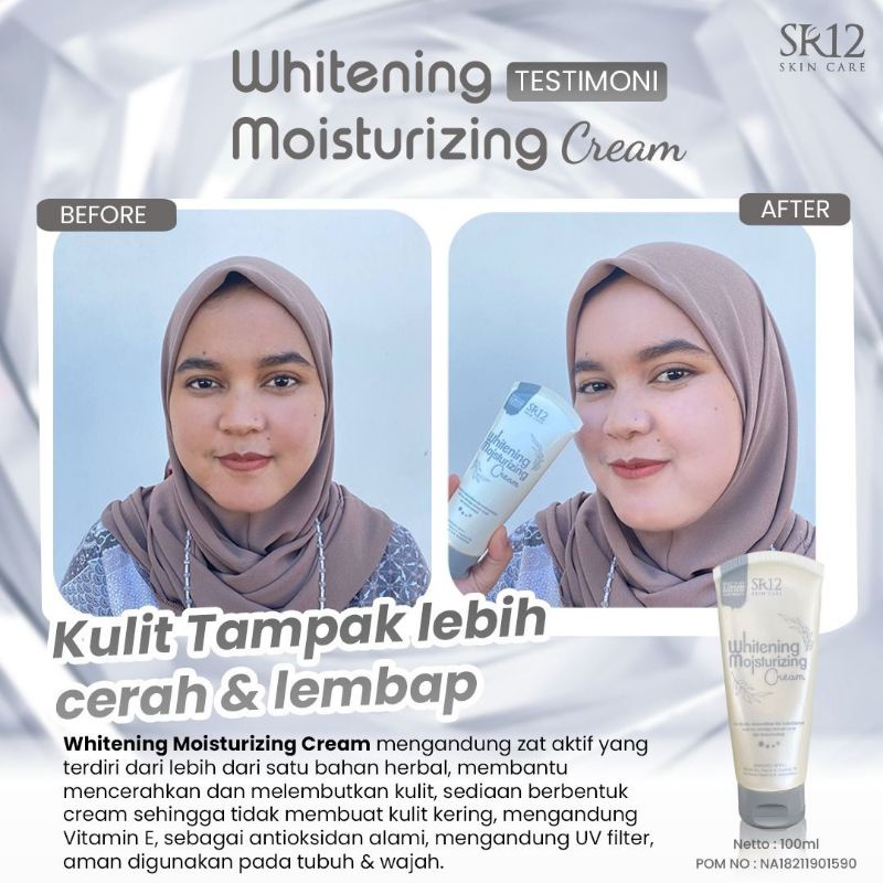 SR12 WHITENING MOISTURIZING CREAM / CREAM PEMUTIH INSTANT KULIT WAJAH &amp; TUBUH / WHITENING CREAM BPOM