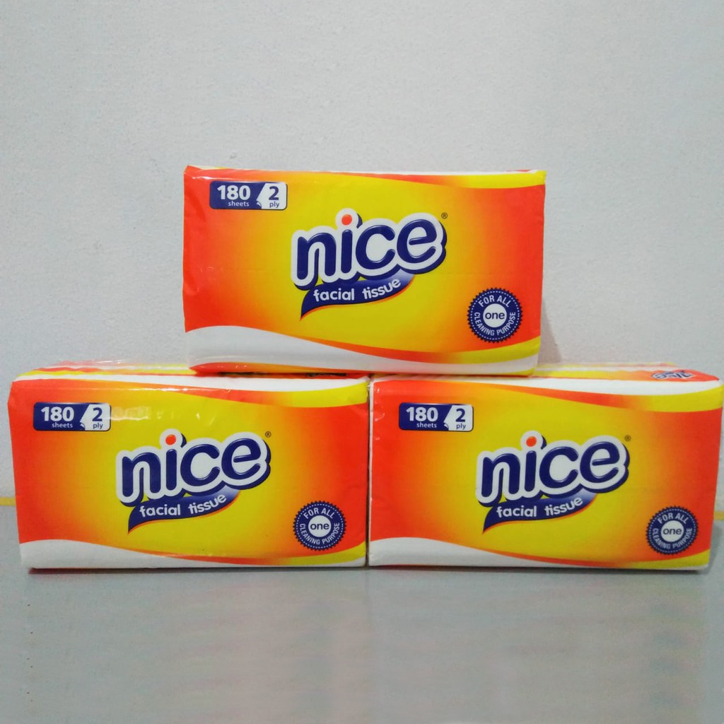 TISSUE NICE 180 LEMBAR MEREK NICE TISUE 180  SHEET LEMBAR  TISU 180 SHEETS TISSU FACIAL 2 LAPIS 180SHEET-1