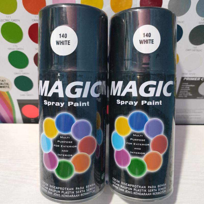 Magic Spray Paint Pilox Pilok Cat Magic White Putih Glossy 140 300cc Cat Semprot Serbaguna Magic Ukuran Besar 300 cc