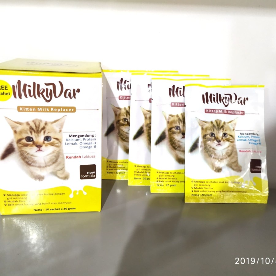 MilkyVar 1 Box Susu Anak Bayi Kucing Growssy Kitten Cat Milk Replacer