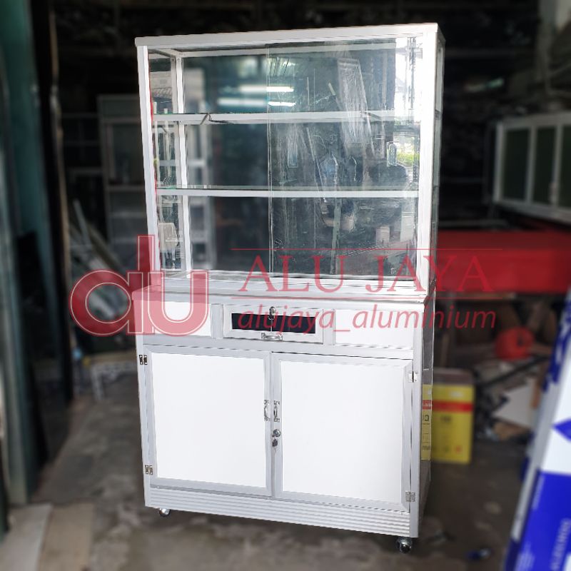 Etalase makanan 100cm (melamin) + pintu atas bawah