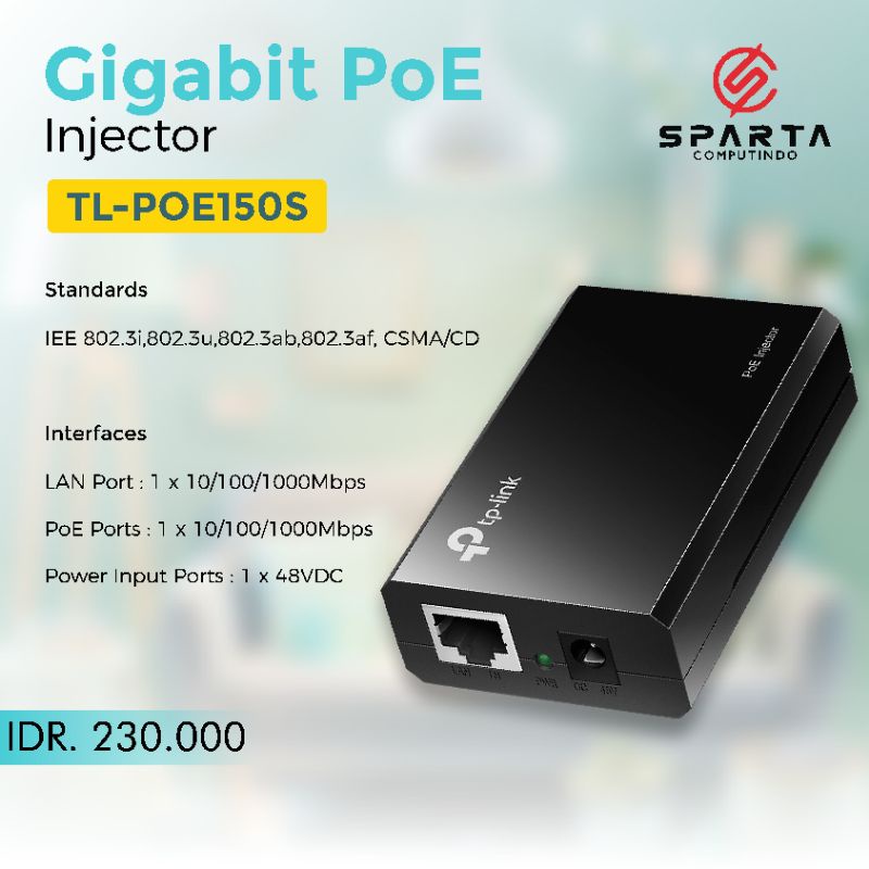 Gigabit PoE Injector TP-Link POE150S Bergaransi New Murah