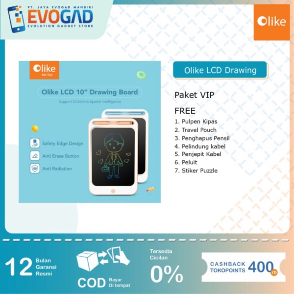 

Olike LCD Drawing Board 10 inch Original Mainan Anak Edukasi Anak - LWT1 Hitam NO VIP Limited