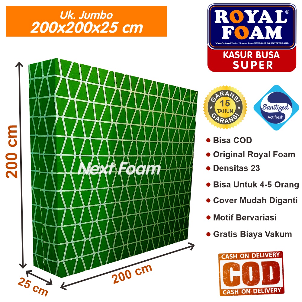 Kasur Busa Royal Foam Ukuran Jumbo 200x200x25 cm Tebal 25 cm D23 ORIGINAL Garansi 15 Tahun