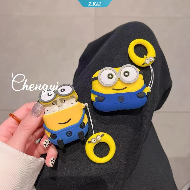 Casing Silikon Motif Kartun Minions Untuk Simpan Earphone Wireless Bluetooth Apple AirPods 1 / 2 / 3 pro