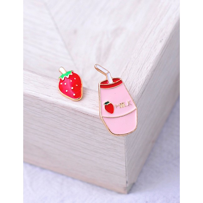 LRC Anting Tusuk Fashion Cartoon Fruit Milk Drip Earrings F94049