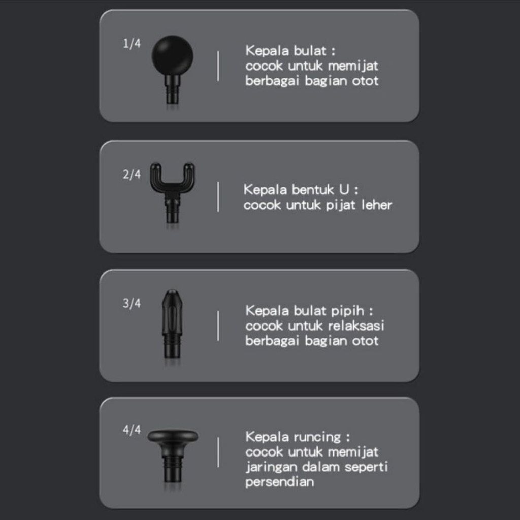 Massage Gun Alat Pijat Elektrik Portable 4 in 1