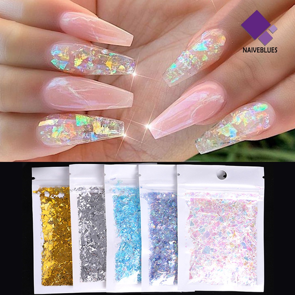 Naiveblue Serpihan Glitter Bentuk Asimetris Untuk Dekorasi Nail Art