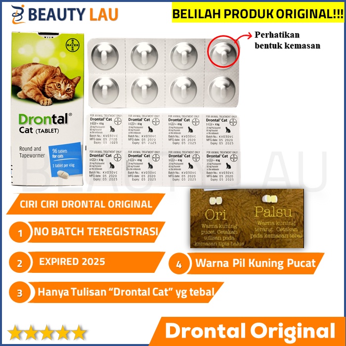 DRONTAL CAT ORIGINAL PER TABLET OBAT CACING KUCING ADULT KITTEN MURAH AMPUH