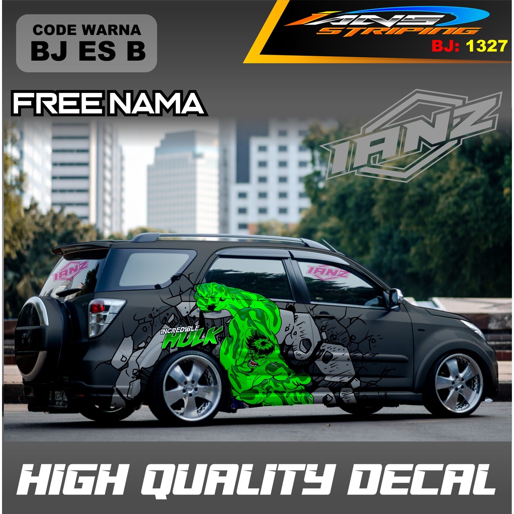 STIKER DECAL MOBIL TERIOS MOTIF HULK / DECAL STICKER MOBIL AVANZA INNOVA XENIA / STIKER MOBIL TERMURAH