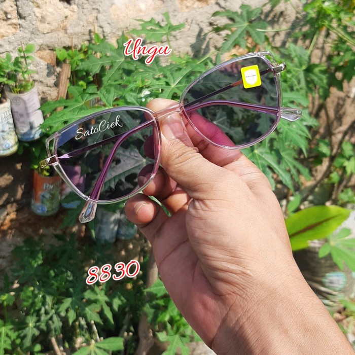 [TERLARIS] Kacamata Photocromic 8830 Blueray AntiRadiasi Wanita Pria - Ungu, LensaPotocromic