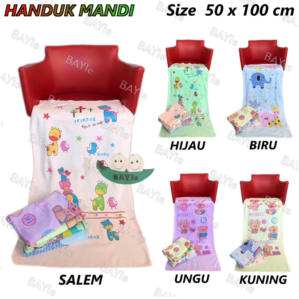 BAYIe - Handuk Bayi/Anak ukuran 100 x 50 cm Microfiber PREMIUM Quality/Baby Towel/Handuk mandi bayi