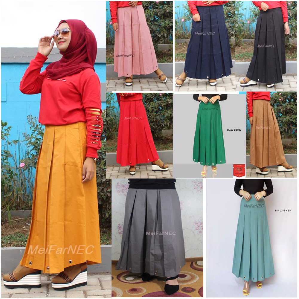 Bawahan Muslim Wanita Rok Ring Panjang Bahan Katun Premium Trendy Rok Numia Panjang Model Rempel