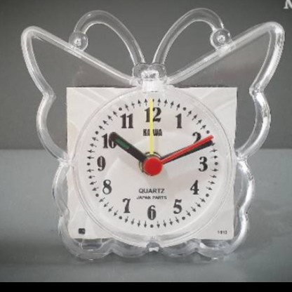 Jam Weker transparan Kupu Kupu / Jam Meja Beker / Jam Meja Alarm | yanna866