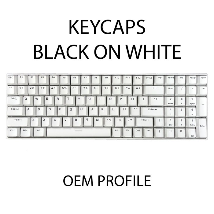 ALCHA KEYCAPS BLACK ON WHITE BOW PBT DOUBLE SHOT OEM PROFILE KEYBOARD