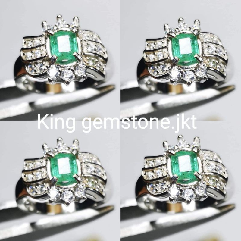 natural cicin wanita emerald beryl Jamrud colombia Ce-minor octagon top luster crystal HQ original
