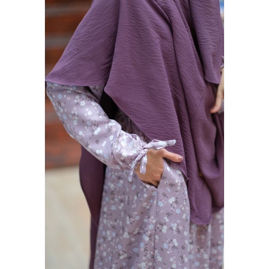 Gamis Linnea Set Zanuba | Gamis set Bergo Tali crinkle Dusty Pink L