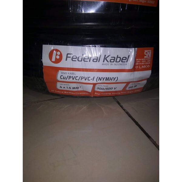 Kabel Listrik Serabut Hitam NYYHY 4 x 4mm 4x4mm 4 x4 mm Federal (Meteran)