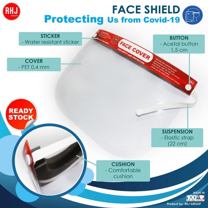 Face shield dewasa / pelindung wajah muka / apd / plastik mika / RKJ