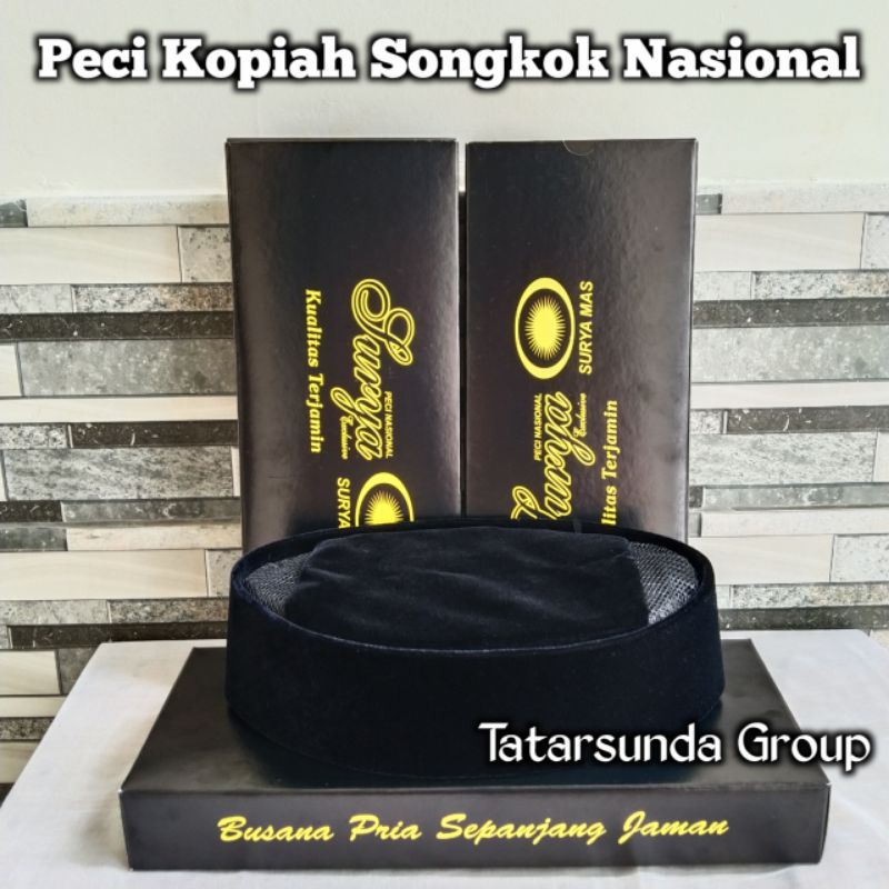 Songkok Hitam Peci Dewasa Surya Mas Motif Manis Tinggi 7 Cm 8 Cm 9 Cm 10 Cm Exclusive Hitam Polos Ac Kualitas Peci Manis HM. TOHA