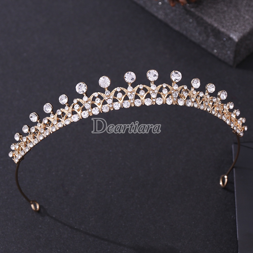 【Spot】Bridal Headdress and Hair Accessories Alloy Inlaid Rhinestone Simple Small Crown