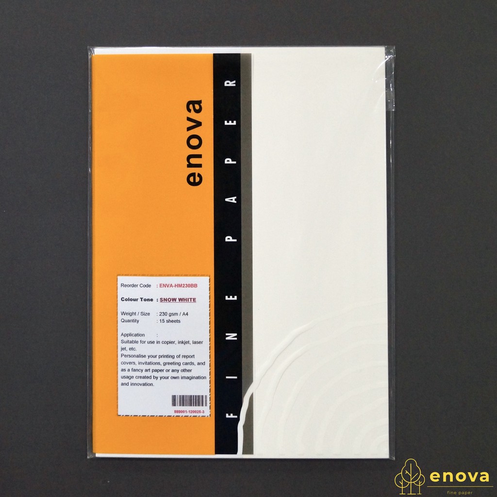 

Fancy Art Paper ENOVA | Snow White | A4 230GSM (Putih)