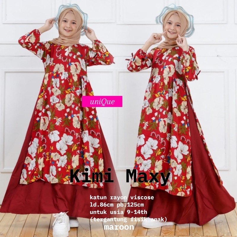 KIMI MAXY KIDS by Unique/gamis anak perempuan usia 8_13 tahun