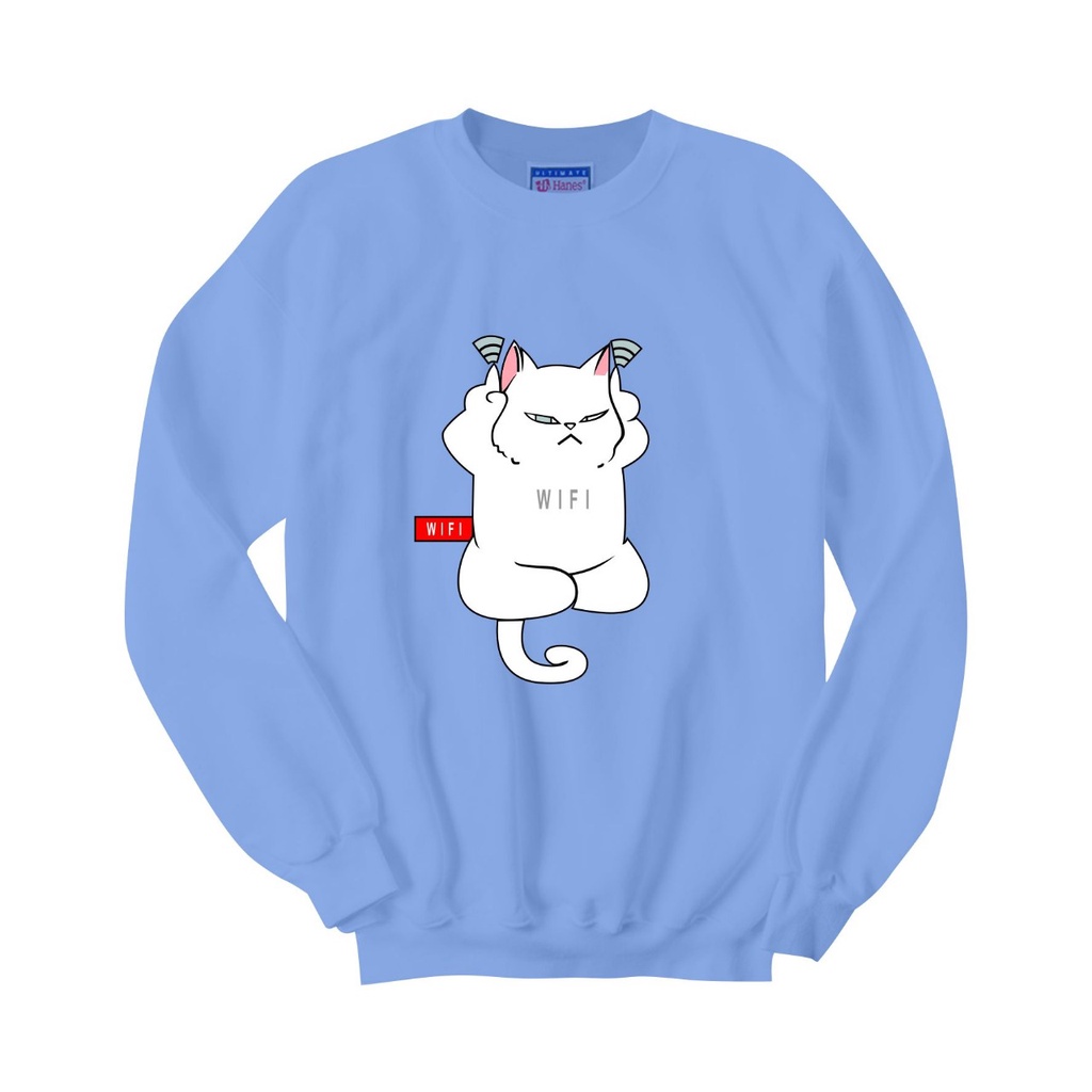 SWEATER CREWNECK CAT WIFI PRIA/WANITA FLEECE