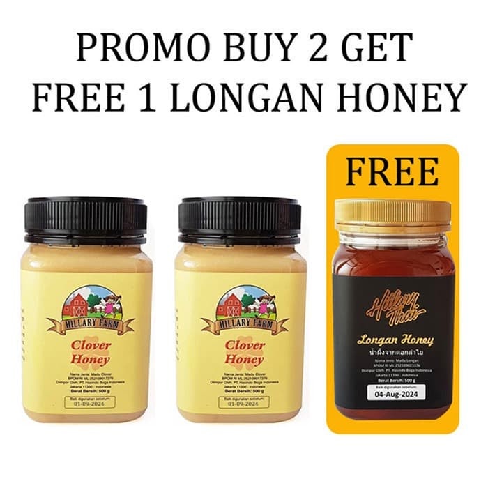 

madu- 2 clover honey 500g free longan honey -madu.