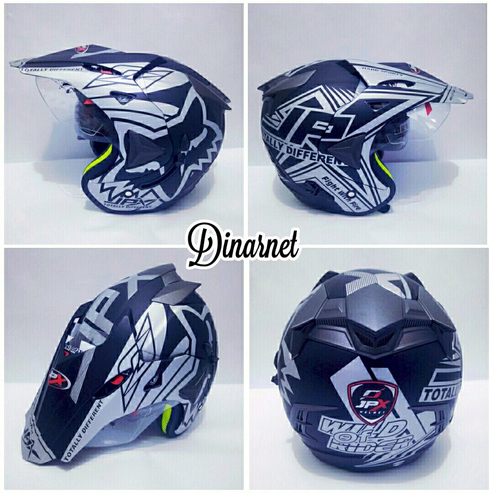 Jual Helm Semi Cross Jpx Double Visor Trail Trabas Supermoto Klx Wild Rider terlaris
