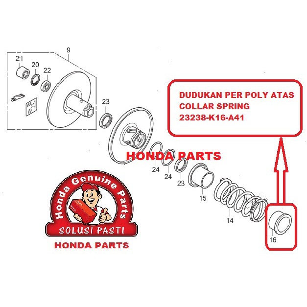 DUDUKAN PER POLY ATAS COLLAR SPRING BEAT ESP SCOOPY ESP VARIO ESP 23238-K16-A41 ORIGINAL AHM