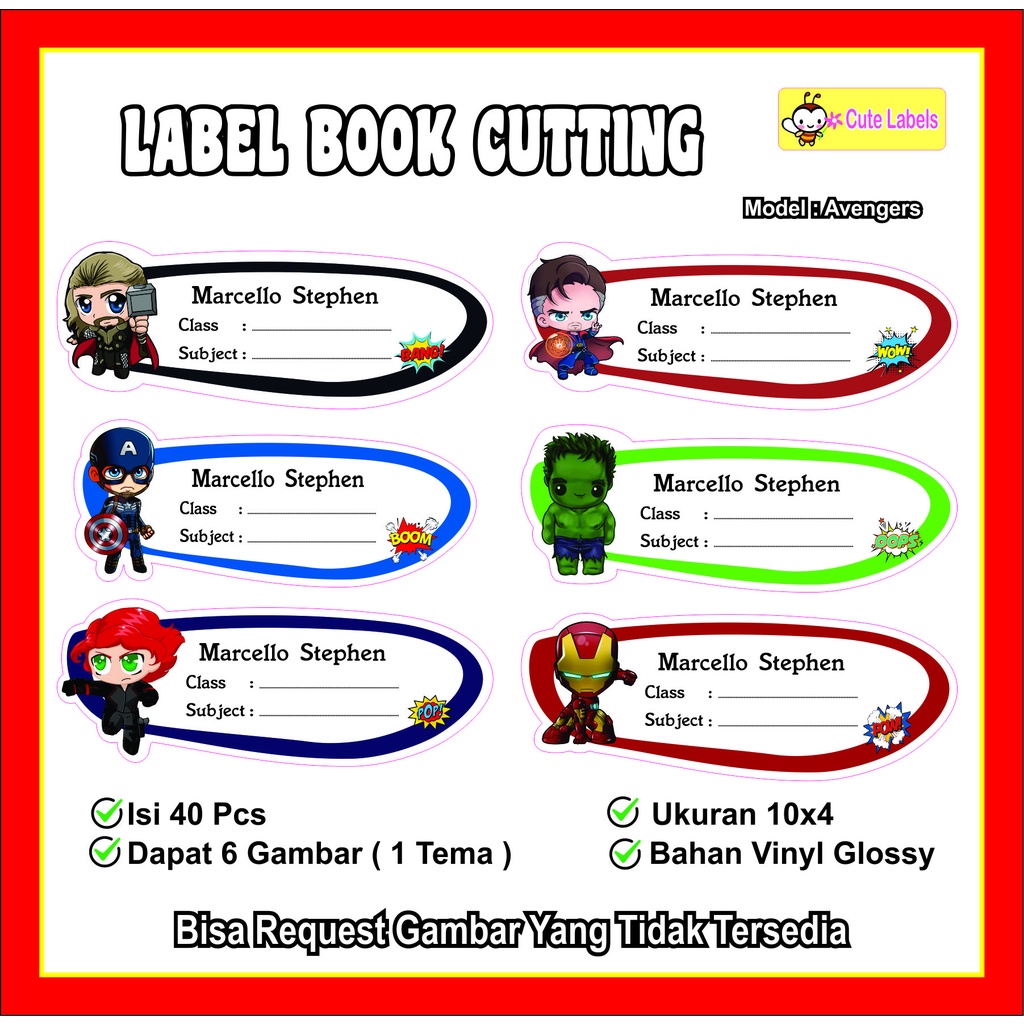 

Label Book Cutting AVENGER