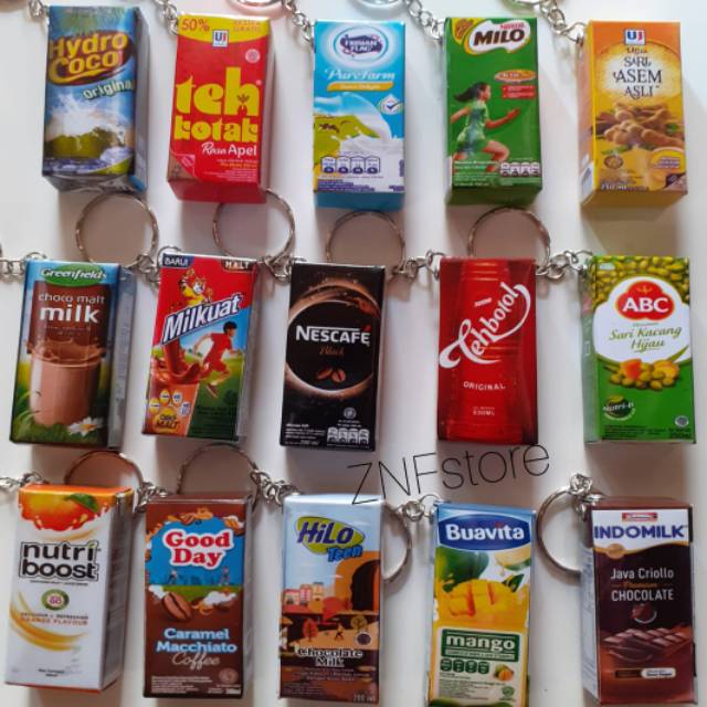 gantungan kunci miniatur minuman kotak ganci miniatur