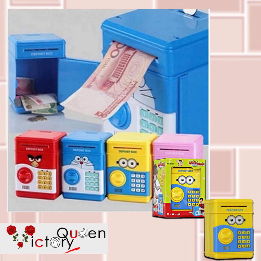 Celengan Mini Atm Mainan Minion Tabungan Uang Brankas Anak Lucu