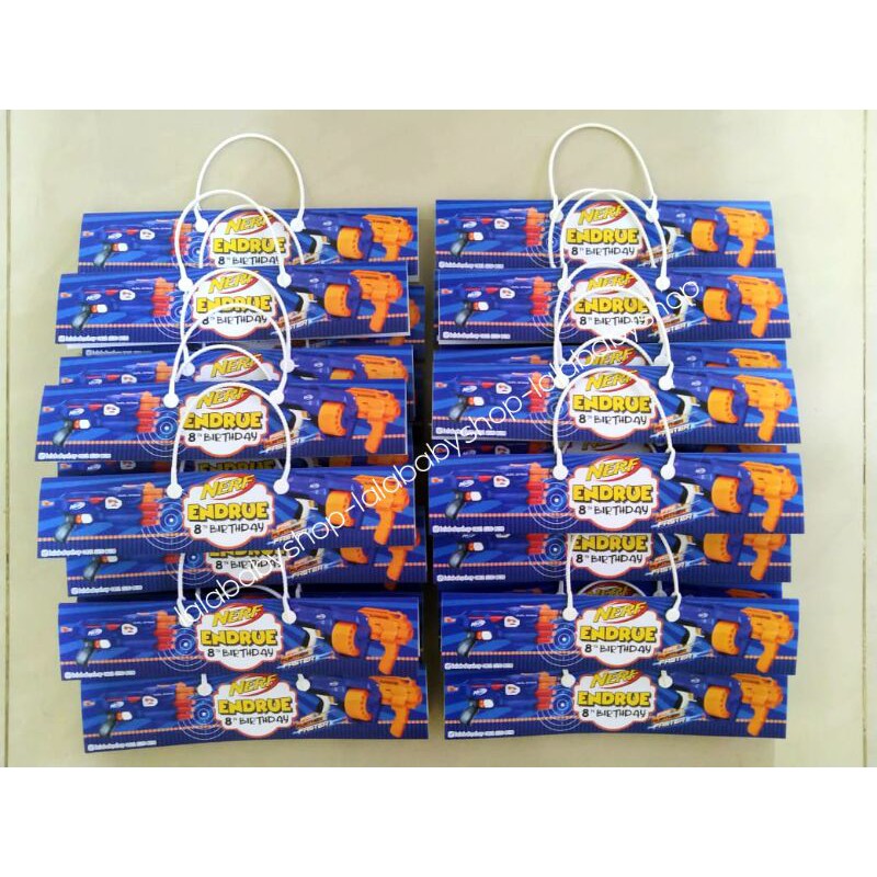 

tag jinjing goodiebag NERF custom/tentengan snack (12pcs)