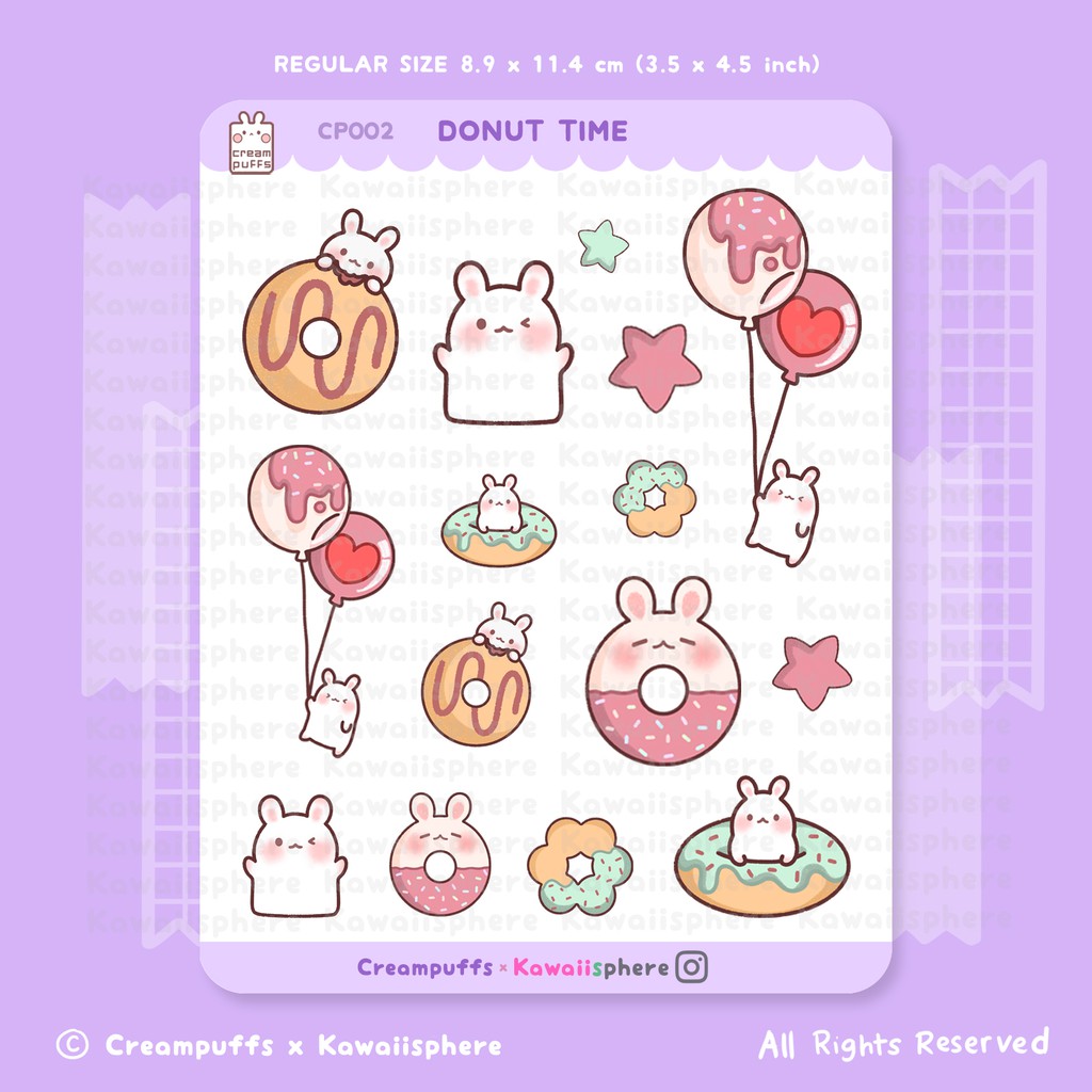 

Donut Time | Kawaii Planner / Ring Binder Sticker | Creampuffs x Kawaiisphere