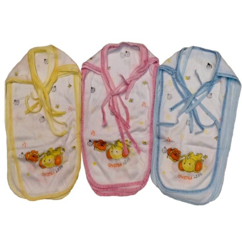 Popok Tali Ikat Kain Bayi Putih Motif 3 pcs