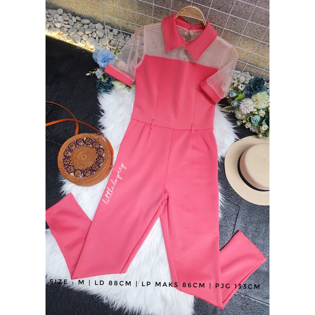 Like NEW Jumpsuit Kerah Mix Tile Pink Salmon - baju wanita / jumpsuit wanita / preloved jumpsuit wan
