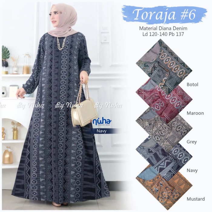 GAMIS TORAJA#3 JUMBO MAXY LD 120-140 BAHAN DENIM DIANA - Marun